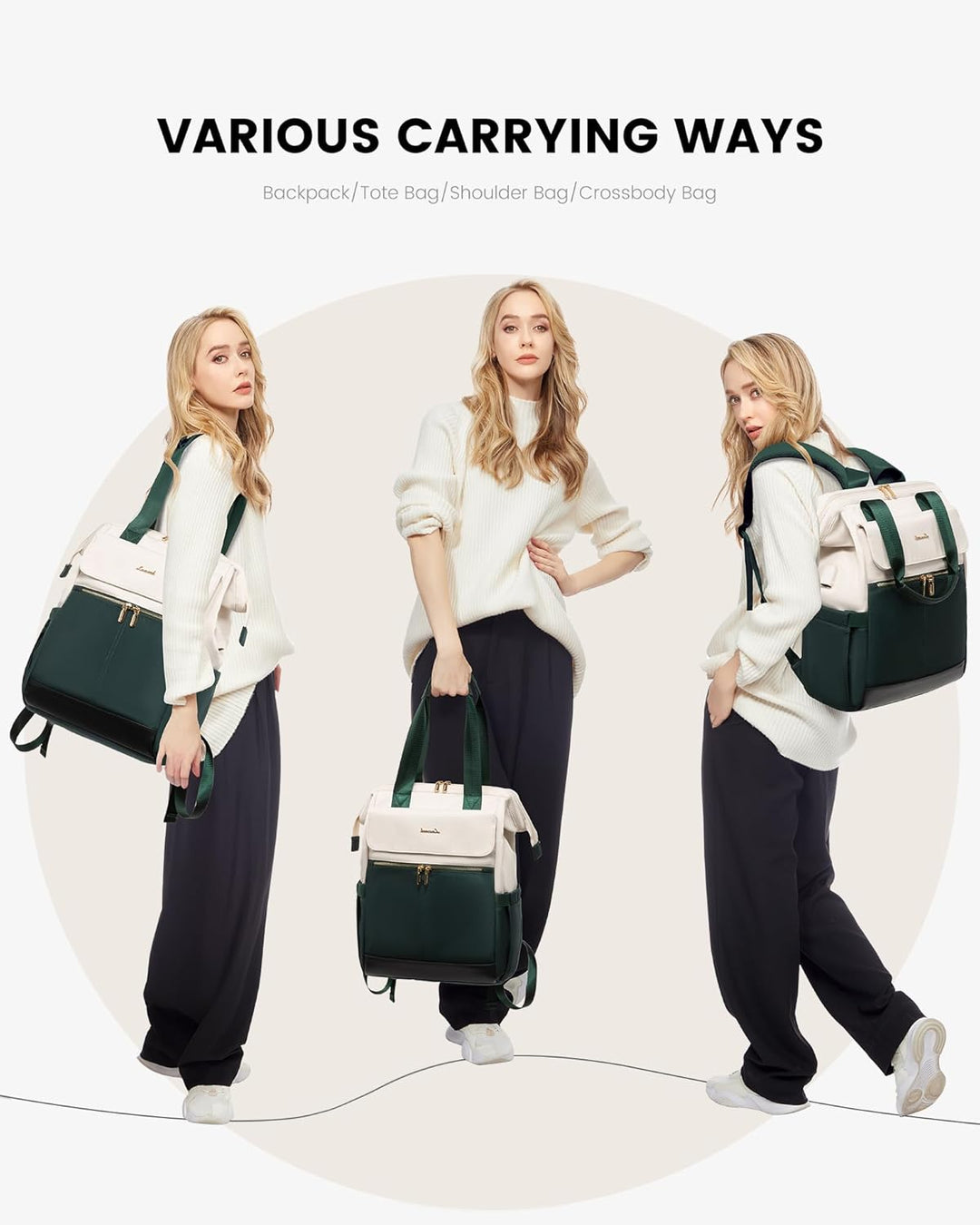 LOVEVOOK Mochila para laptop para mujer, mochila de trabajo convert...
