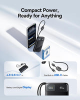 Baseus Banco de energía ultra delgado de 45 W, 10000 mAh, cables US...