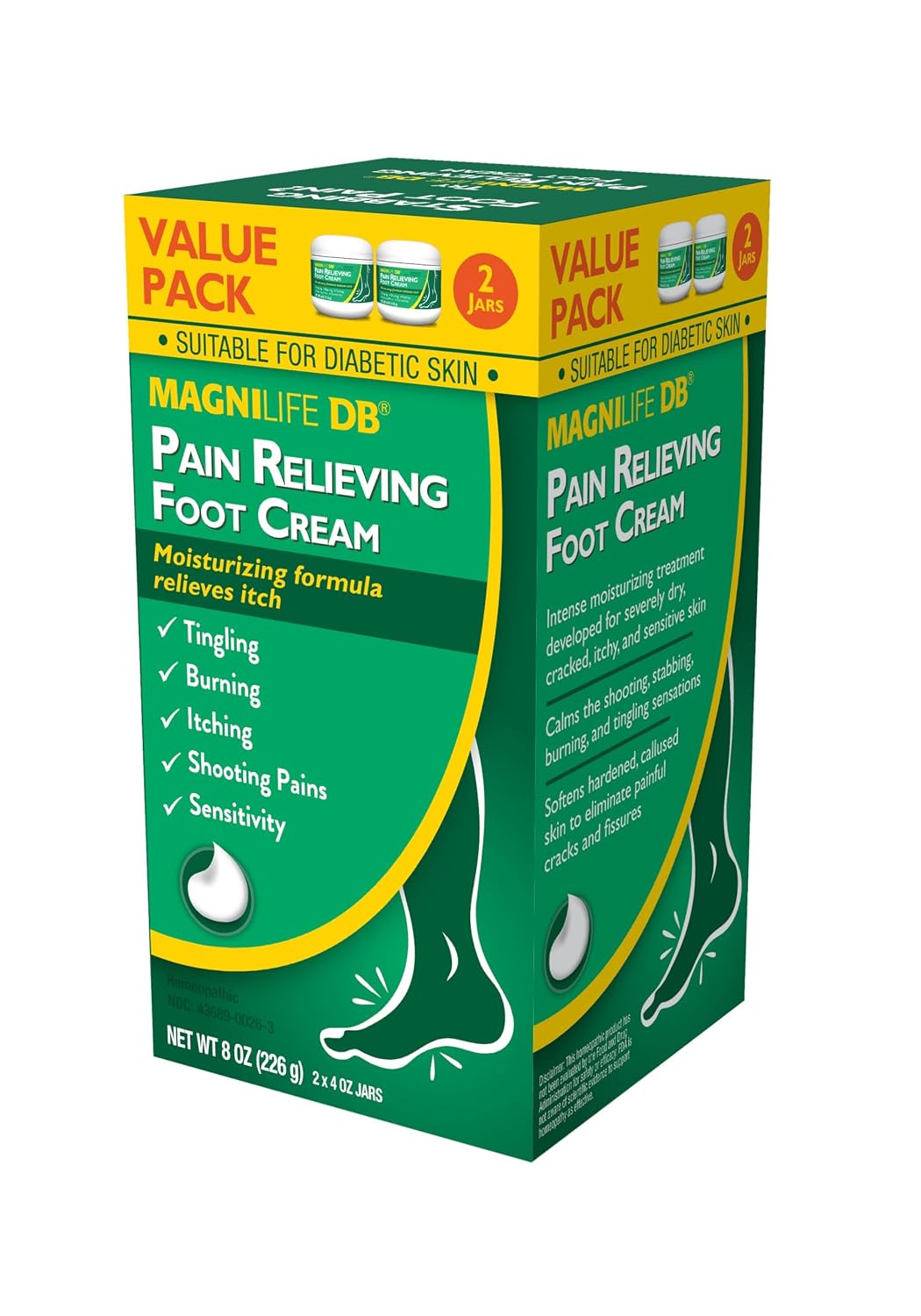 MagniLife DB - Crema de pies para aliviar el dolor, tarro de 4 onza...