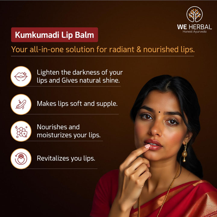 WE HERBAL Honest Ayurveda Kumkumadi - Bálsamo labial para labios se...