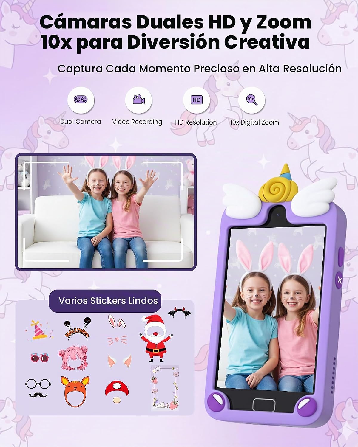 Teléfono inteligente para niños para niñas de 3 a 12 años, teléfonos de