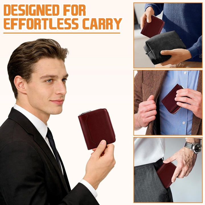 HUANLANG Billetera para hombre con bloqueo RFID, multitarjetero, bi...