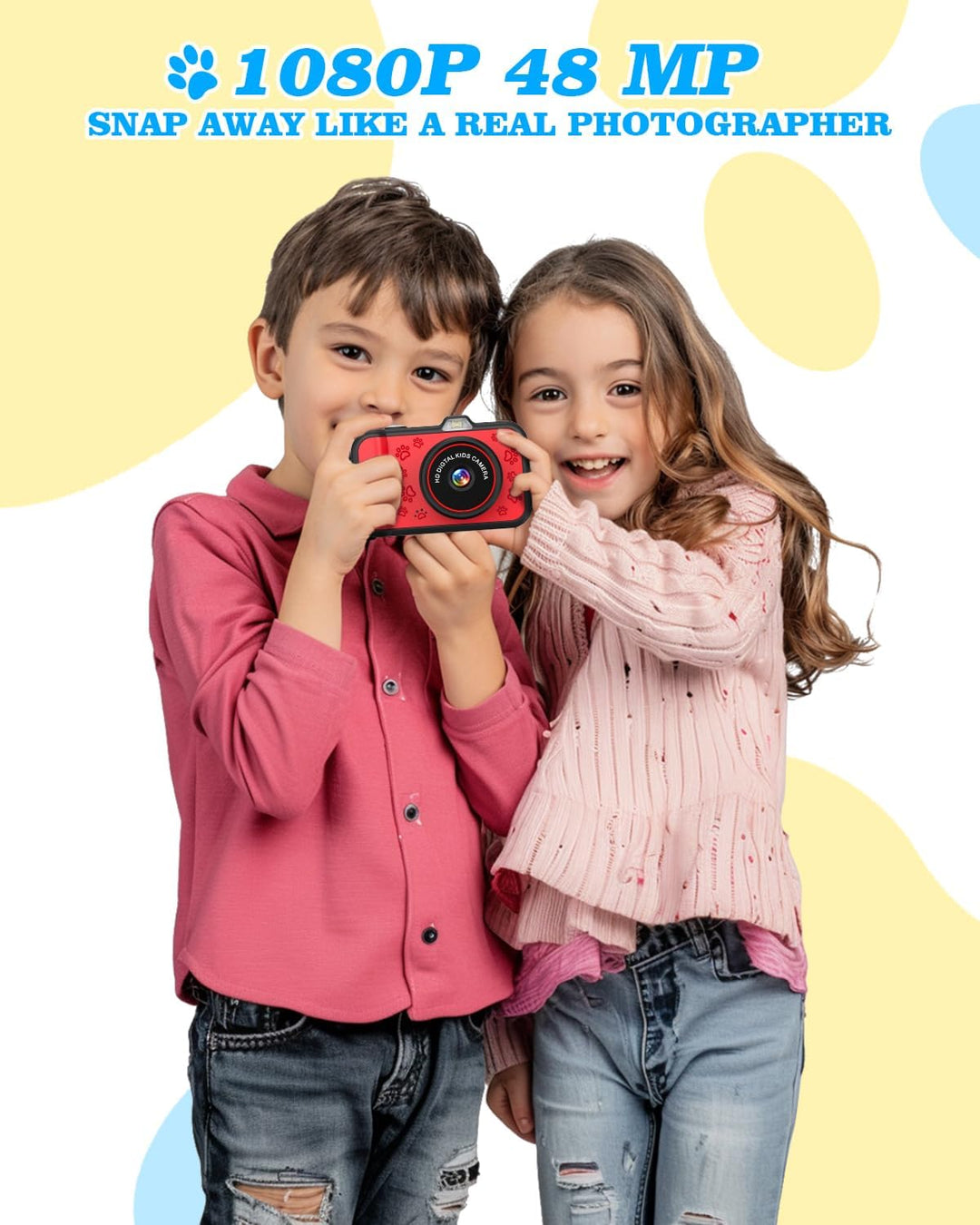 Cámara para niños de 35 pulgadas pantalla grande de 48 MP