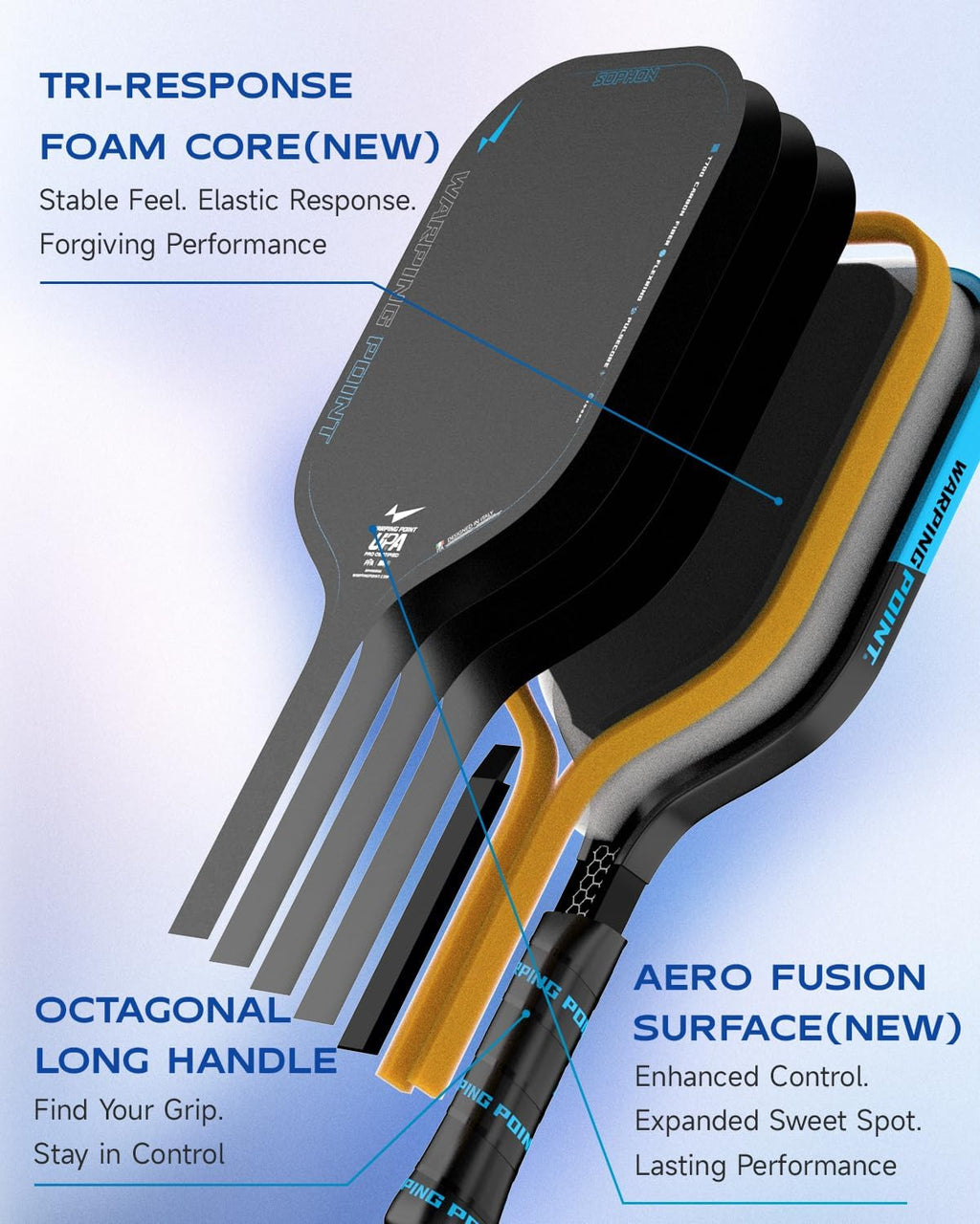 Warping Point Sophon Pickleball Paddle | Fibra de carbono de espuma