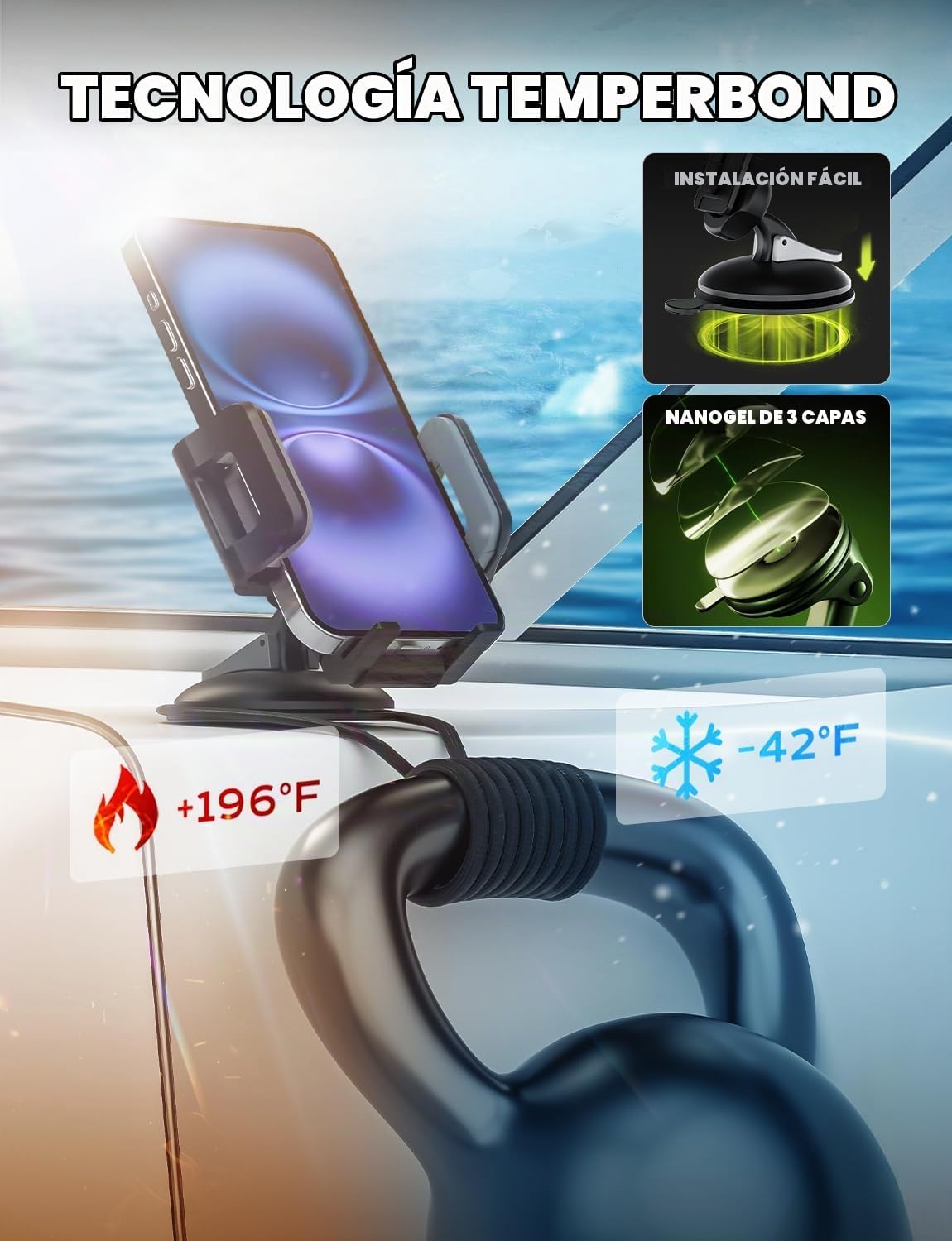 XVenture Griplox - Soporte de teléfono impermeable para kayak, barcos
