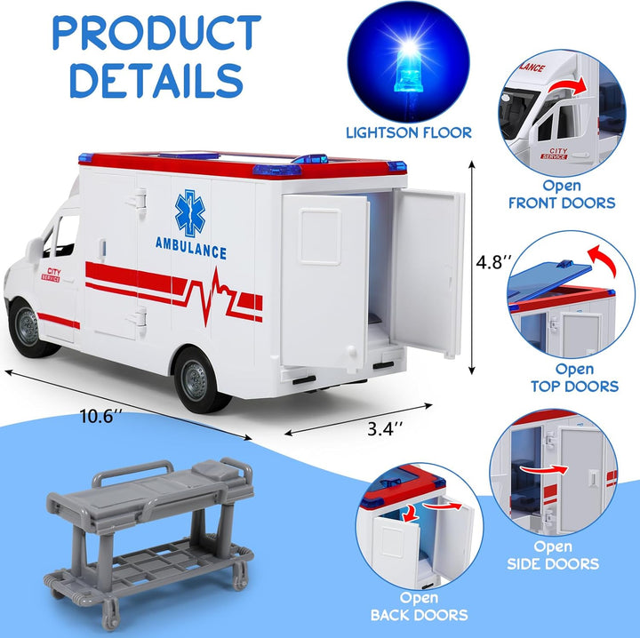 Ambulancia de juguete para niños de 3 a 5 años con 4 luces