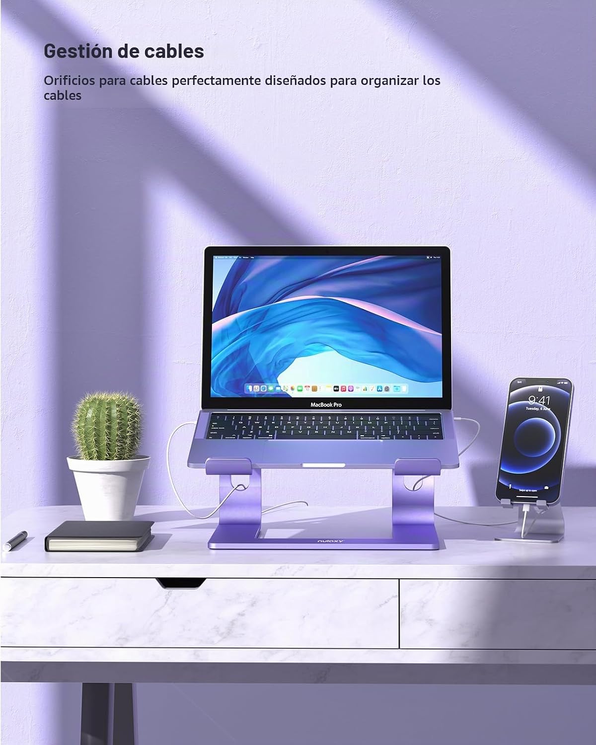 Nulaxy Soporte ergonómico de aluminio para portátil - Elevador desm...