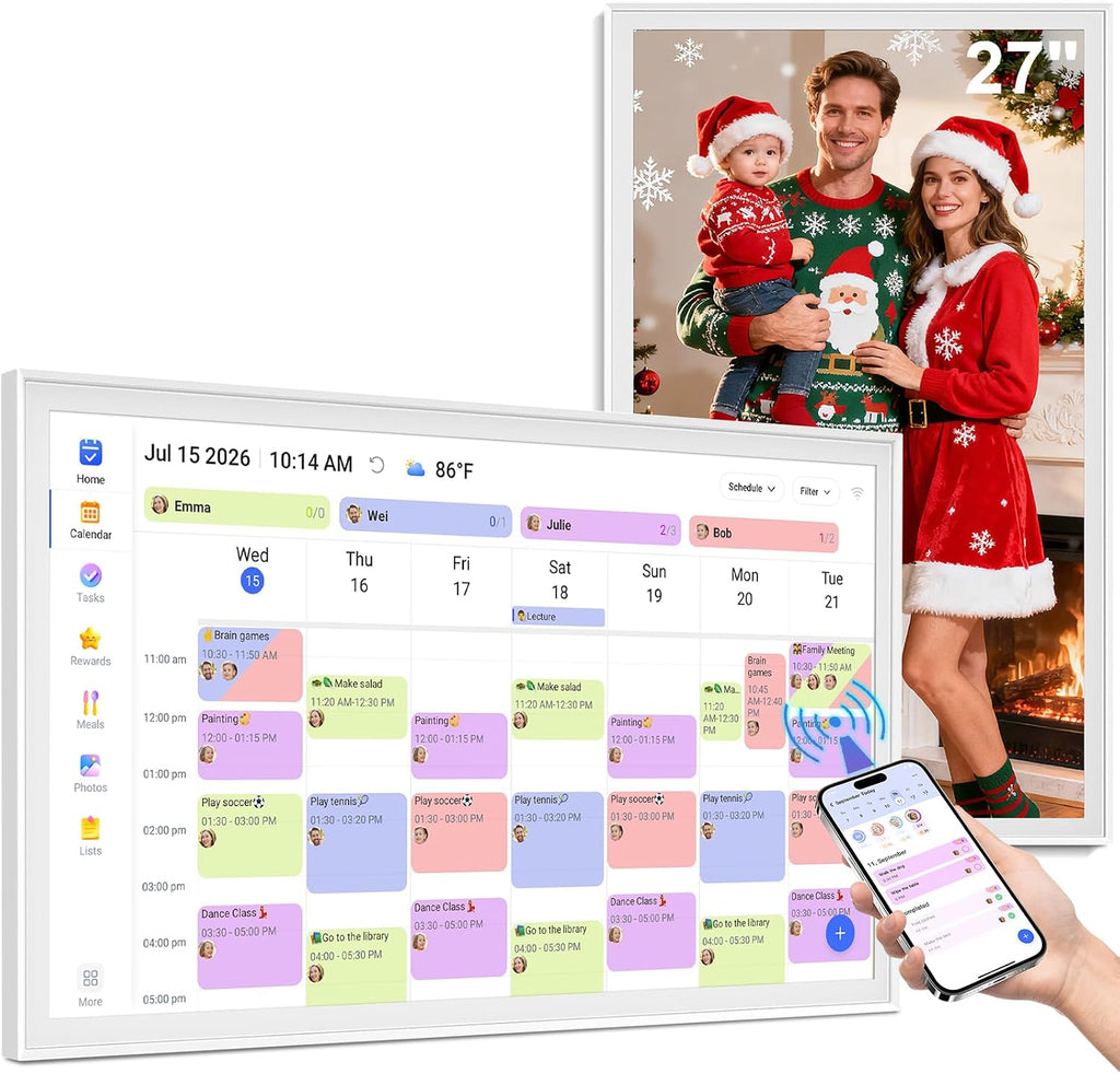 Calendario digital inteligente de 27 pulgadas, gráfico de tareas familiares