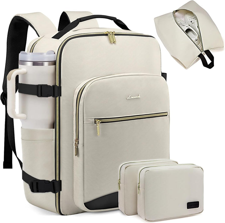 LOVEVOOK Mochila de viaje de mano, Beige-Negro, Mochilas de viaje