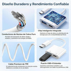 Adaptador de cámara USB C, divisor de carga PD 2 en 1 para iPhone