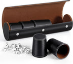 Juego de tazas de cuero para dados, 5 tazas de dados negros, 25 dados con