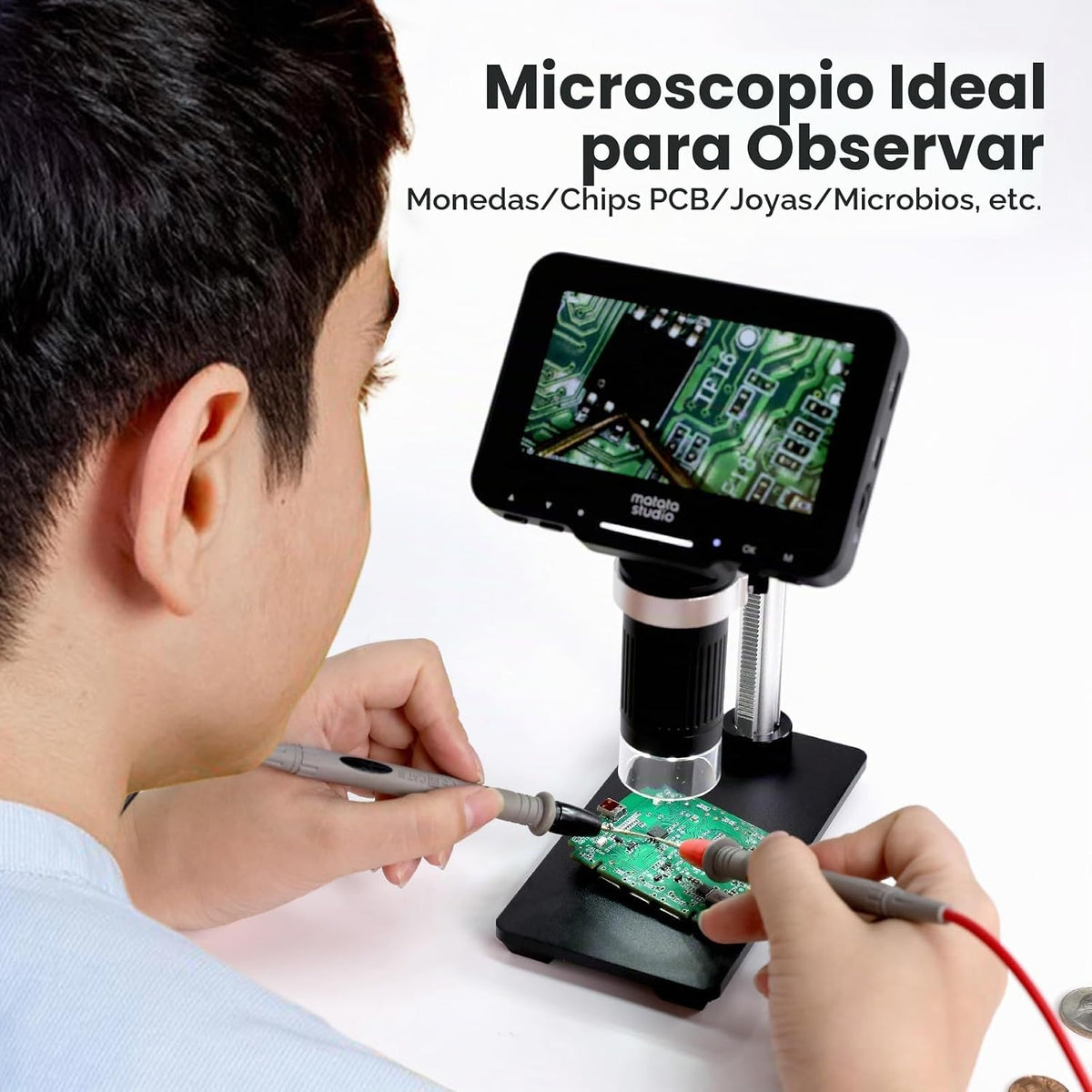 Microscopio digital M2B 1000X, LCD de 4,3", salida HDMI, 32 GB
