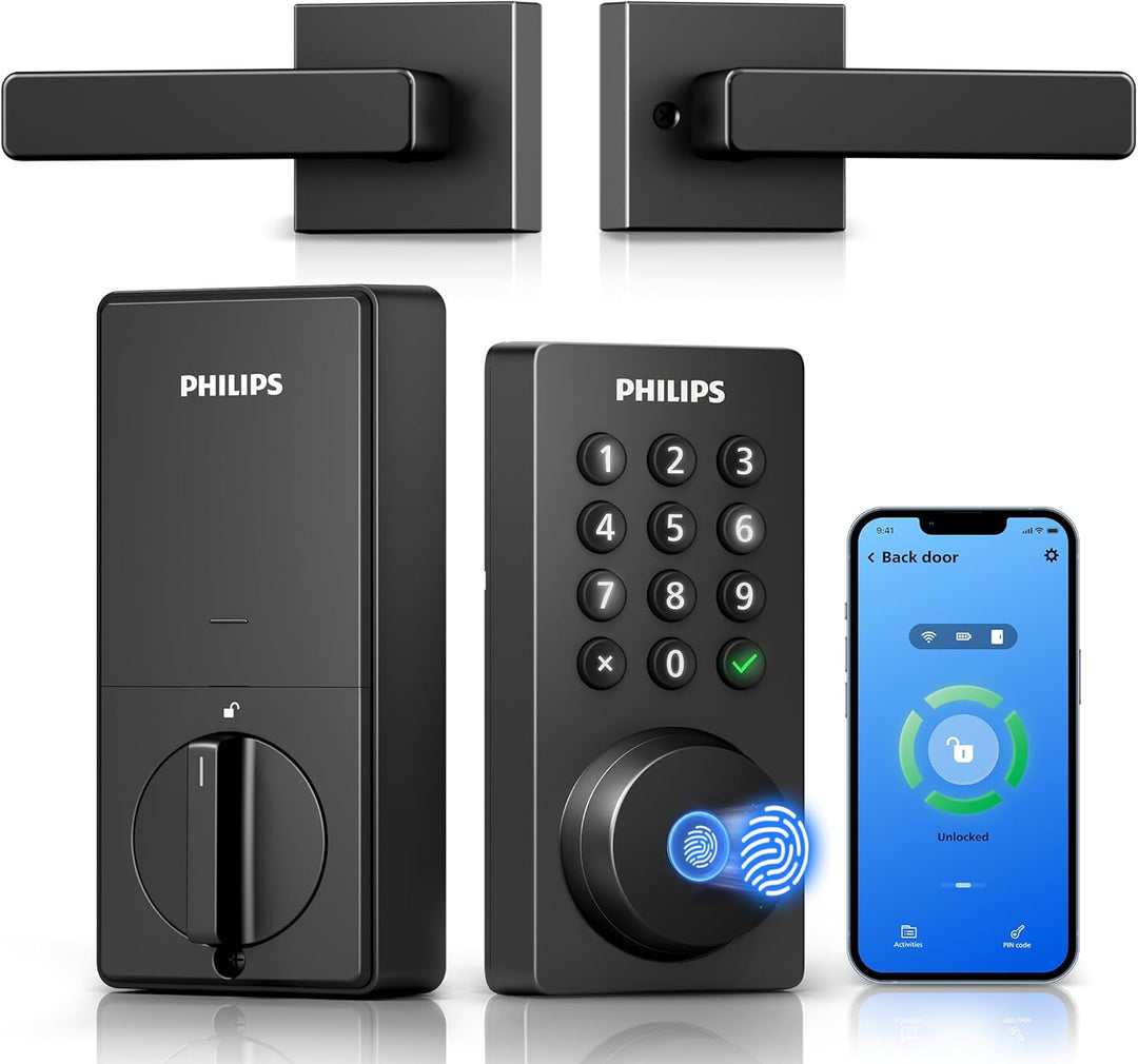 Cerradura de puerta con teclado WiFi Philips con asa, WiFi incorpor...