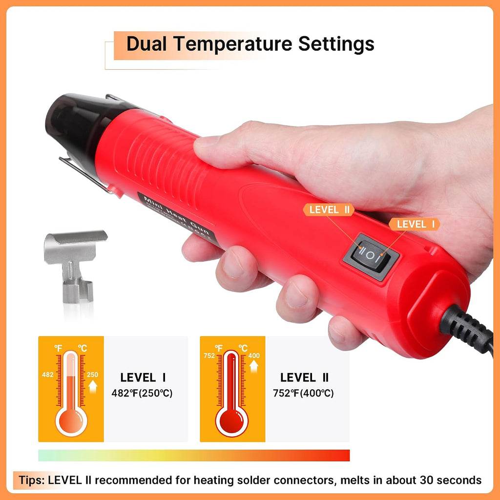 Kuject AWG26-10 - Kit de mini pistola termorretráctil, 820 conectores de alambre de sellado de soldadura y tubo termorretráctil, kit de conectores de alambre termorretráctil impermeable con pistola de