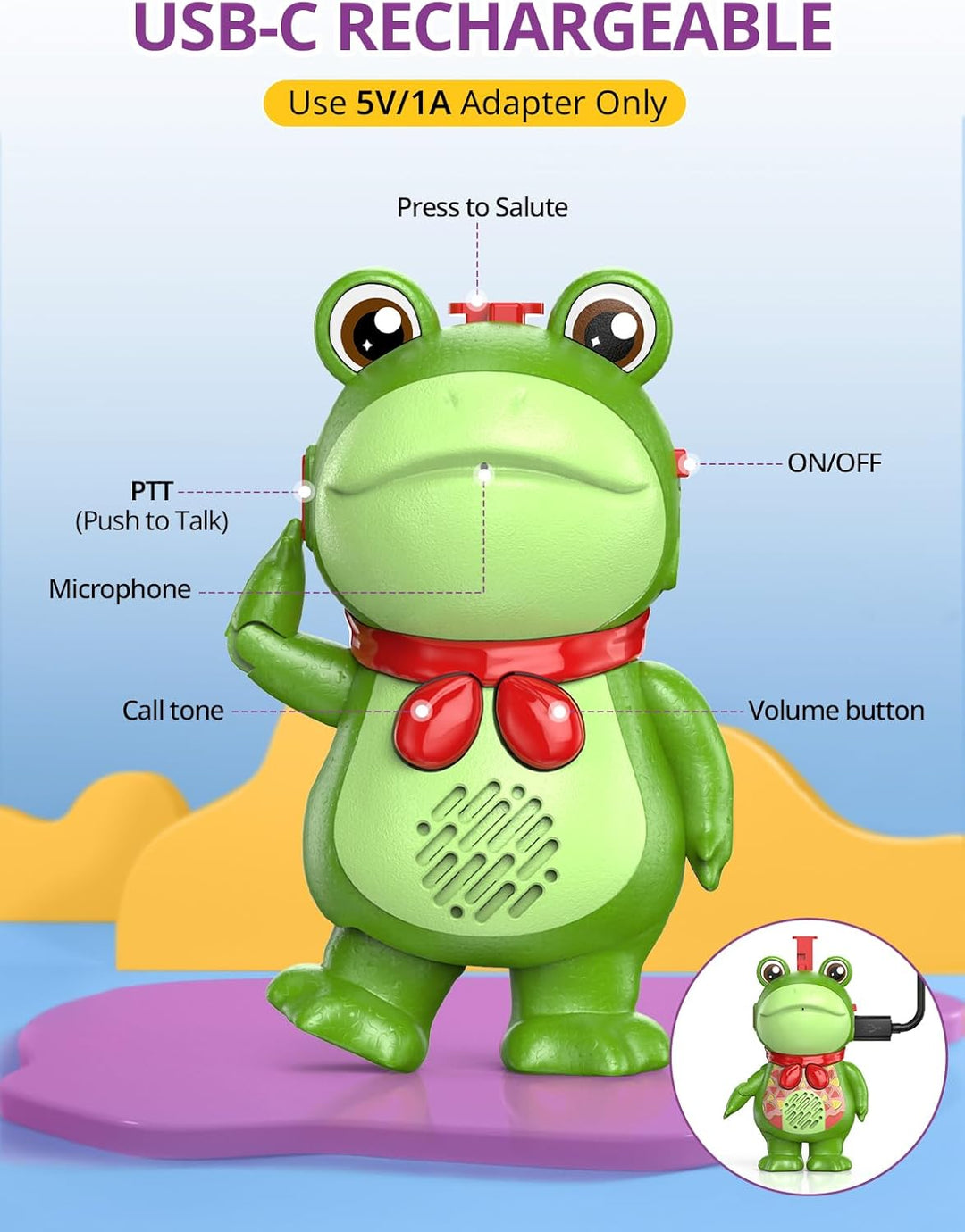 Inspireyes Walkie Talkies para niños, recargable, para acampar al a...