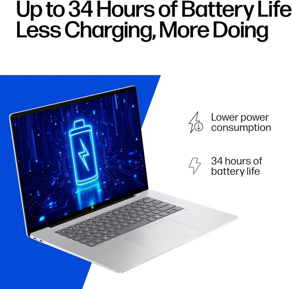 HP OmniBook 5 PC AI de 16 pulgadas de próxima generación, pantalla 2K, Snapdragon X X1-26-100, 16 GB de RAM, SSD de 512 GB, GPU Qualcomm Adreno, Windows 11 Home, Glacier Silver, 16-fb0299nr