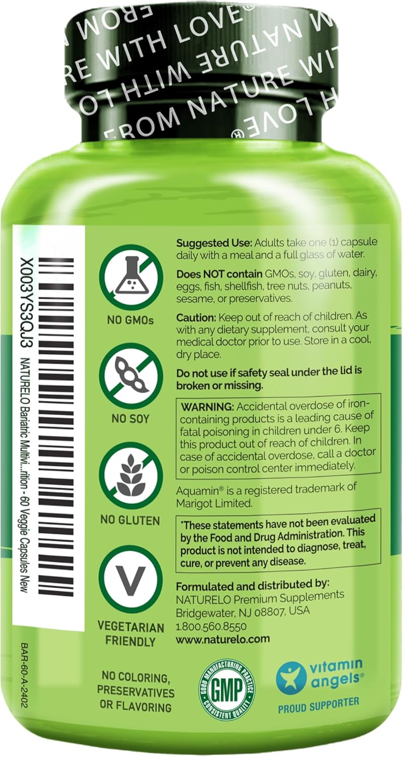 NATURELO Multivitamínico Bariátrico - Uno Diario con Hierro - Suple...