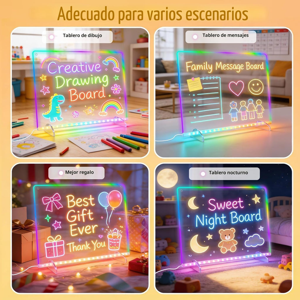 Tablero de notas LED con colores, tableta de dibujo de 16 pulgadas, 6 modos y 8 colores iluminados, juguete para niños con 13 efectos de luz, regalos de cumpleaños para niñas y niños a