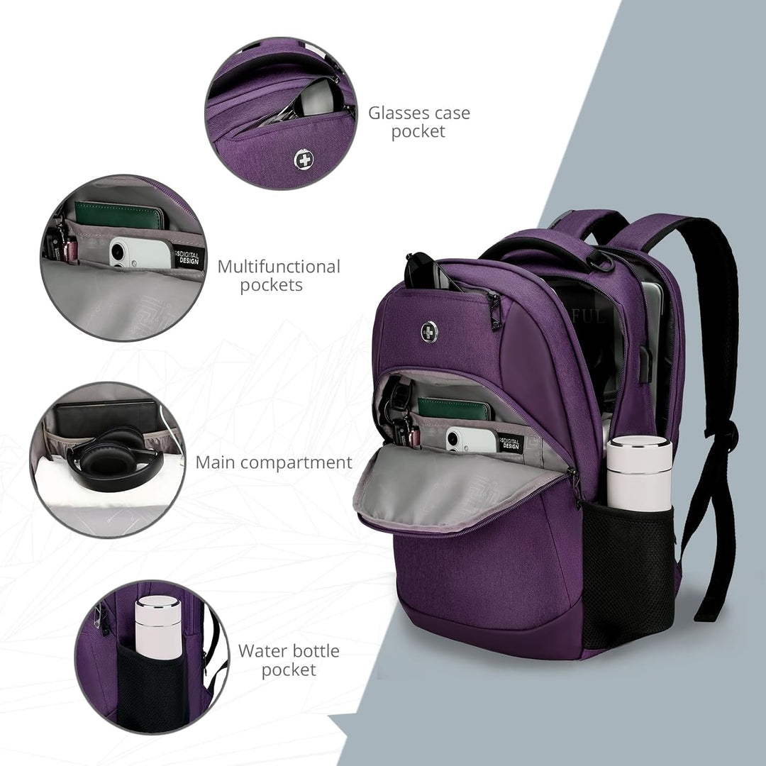 Mochila de viaje Swissdigital Design de 16 pulgadas para laptop, Mo...