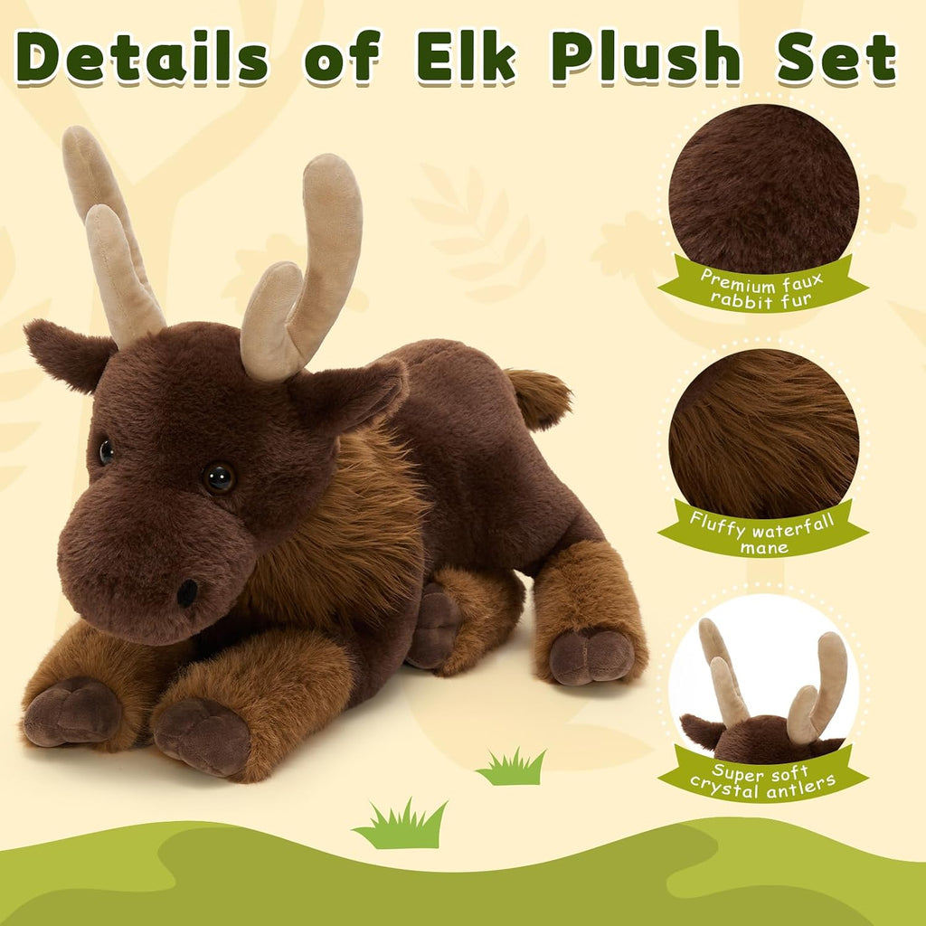 MaoGoLan 4 piezas de animales de peluche de alce, 18 pulgadas, estilo