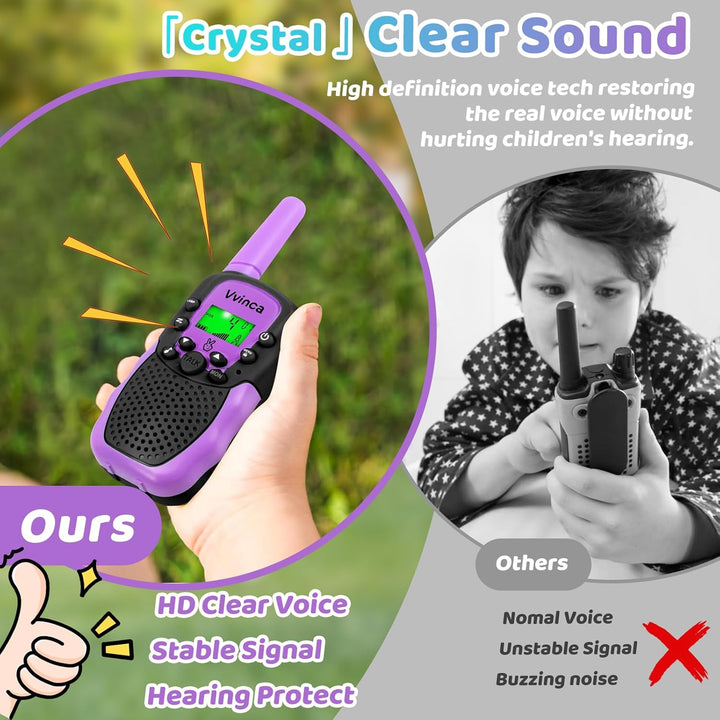 Vvinca - Walkie Talkies para niños, juego de walkie talkies recarga...
