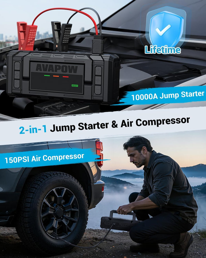 AVAPOW 10000A Arrancador con compresor de aire, caja de salto portá...