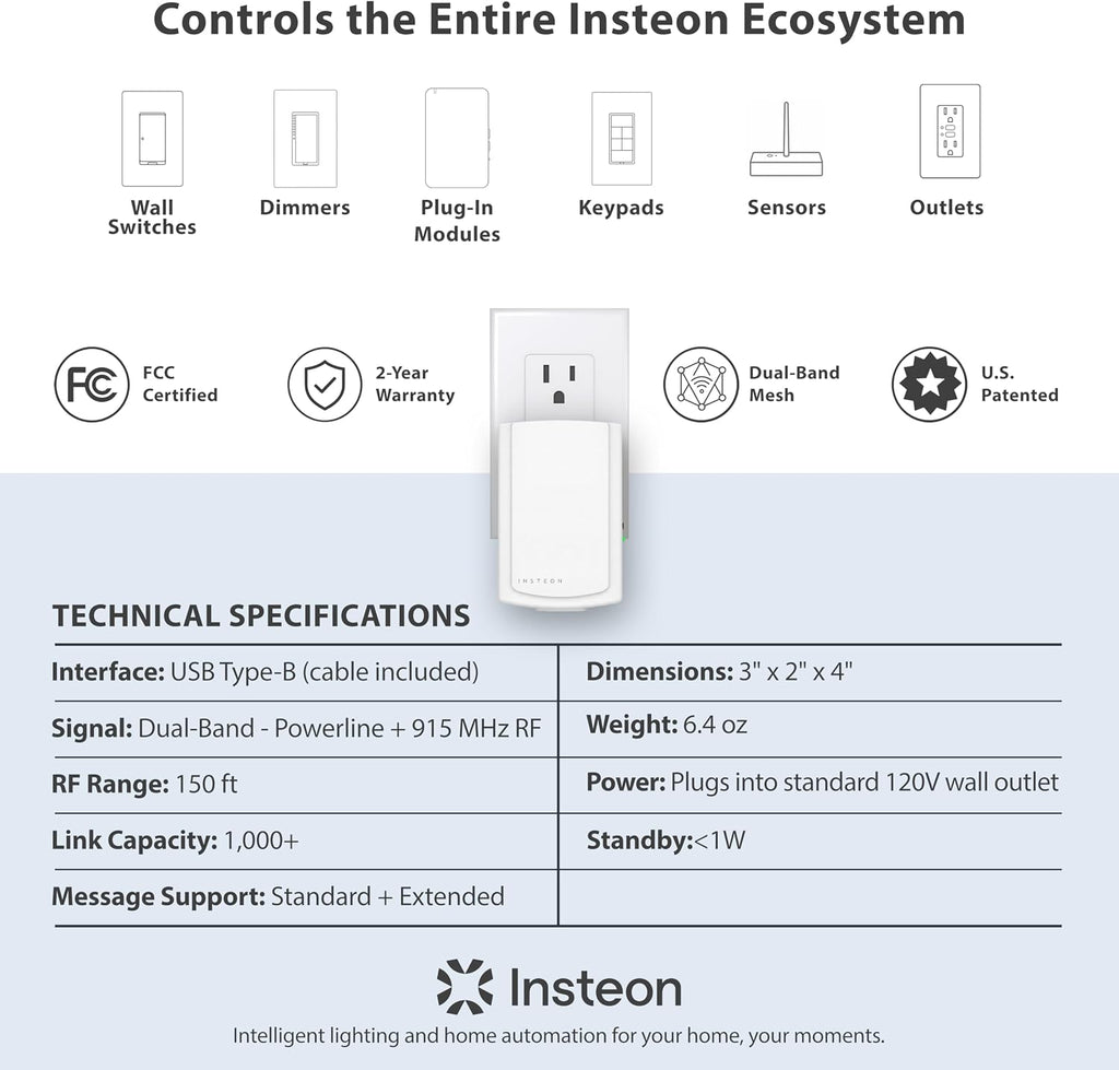Insteon Módem USB PowerLink, puente de automatización del hogar inteligente