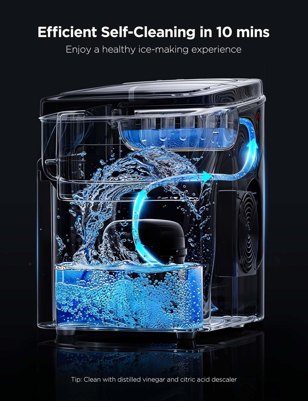 GoveeLife - Máquina inteligente para hacer hielo de encimera, máquina portátil para hacer hielo con control de voz, 9 cubos de hielo en 6 minutos, 3 tamaños, 12 kg/24 horas, autolimpieza, luces RGB