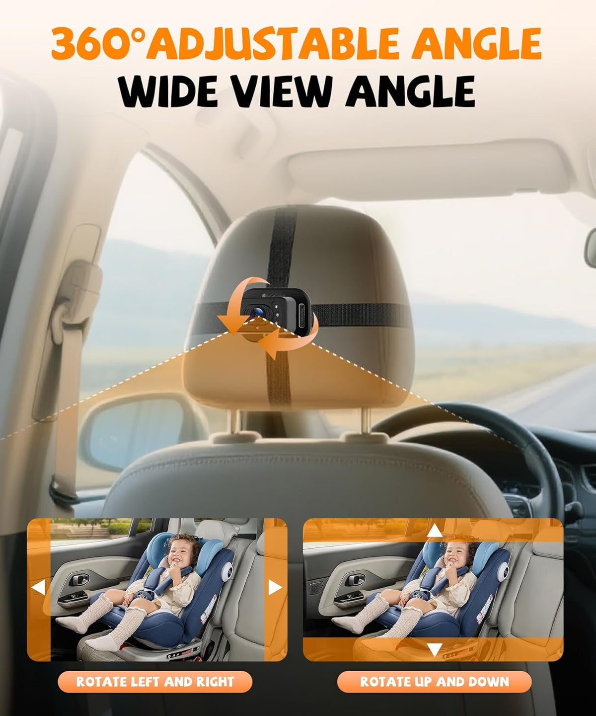 Orderich Monitor de auto de doble propósito y cámara de marcha atrá...