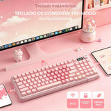 SOLAKAKA Teclado inalámbrico para juegos A99 Pro con pantalla LCD y...