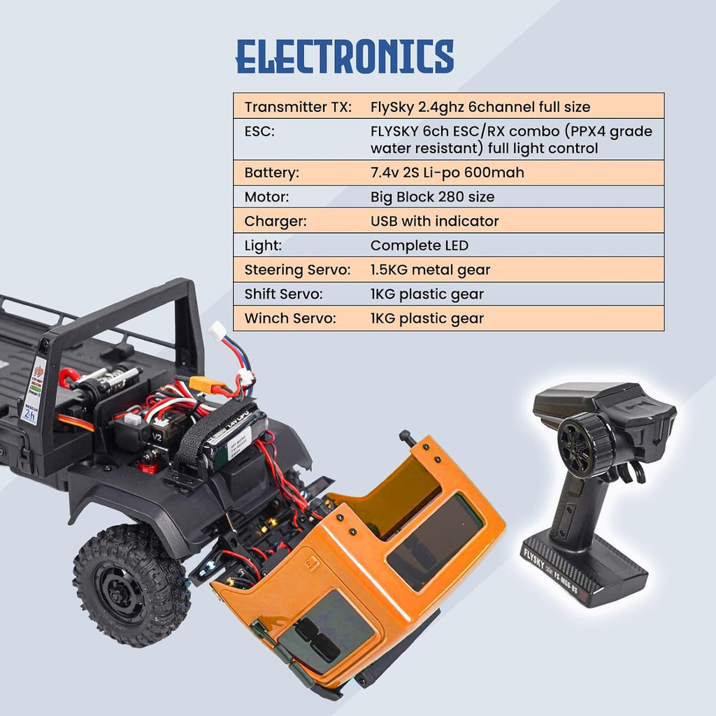 HOBBYPLUS ARKTOS 6x6 V1.5 CR18P Rock Crawler RTR All Terrain - Coche de control remoto, Rock Crawler escala 1/18 6WD transmisión de 2 velocidades todoterreno para mayores de 15 años, aficionados a