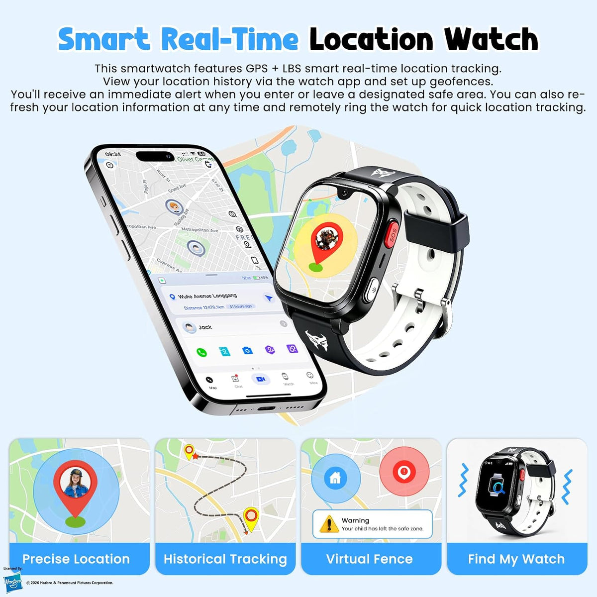 4G embroma el reloj elegante con el perseguidor de GPS, tarjeta de SIM de