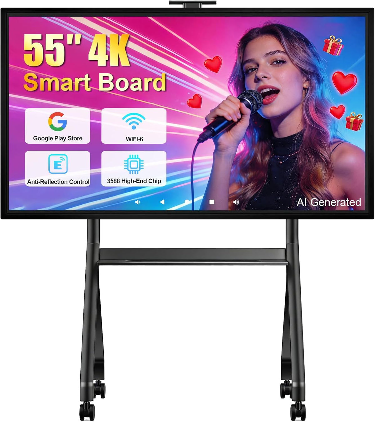 Tablero inteligente de 55", tablero interactivo electrónico 4K UHD para