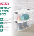 Sterilite paquete de 12 unidades de contenedores de almacenamiento con pestillos ultra, contenedores con tapas, plástico transparente, 70 cuartos de galón - Contenedores de organización resistentes