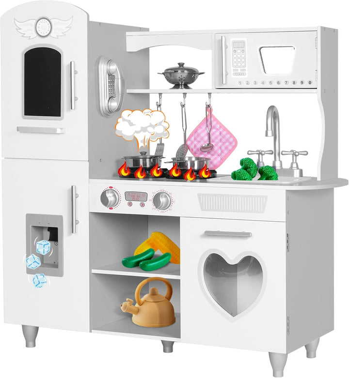 TaoHFE Juego de cocina LED mejorado para niños, cocina de juguete d...