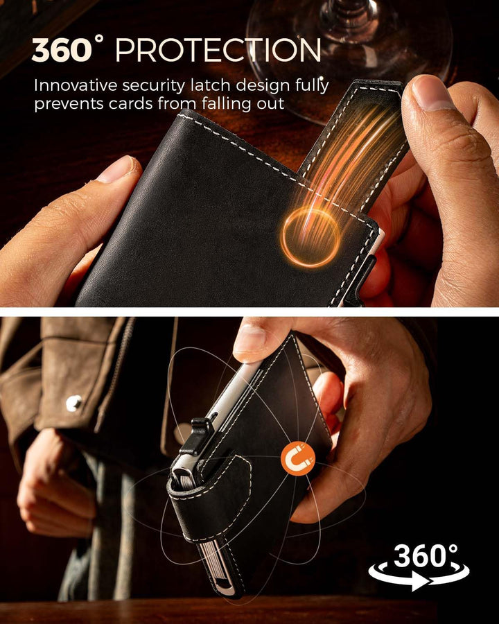 LORZOR Cartera delgada para hombres con cierre de seguridad, billet...