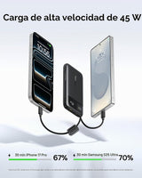 Baseus Banco de energía ultra delgado de 45 W, 10000 mAh, cables US...
