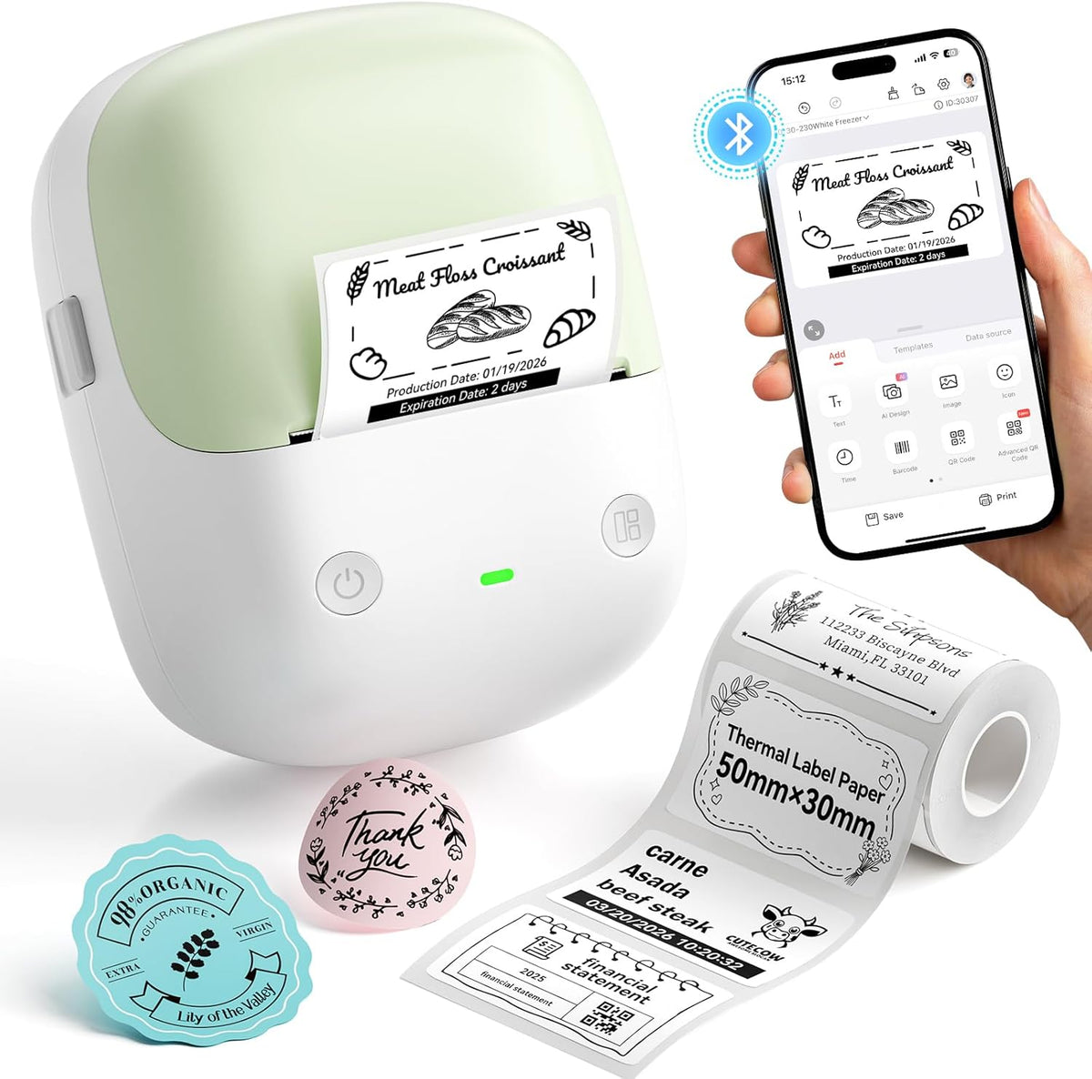 NIIMBOT Máquina etiquetadora B2 con cinta para oficina en casa, verde y