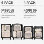 Cubos de embalaje de compresión para viajes, bolsas organizadoras de equipaje, cubos de embalaje con doble cremallera para maletas (paquete de 4, beige)