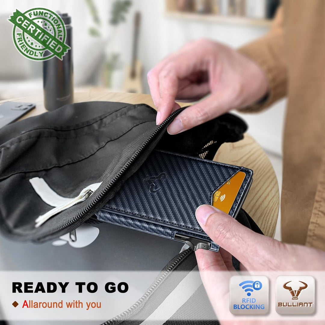 Cartera Bulliant para hombre, cartera con clip de dinero delgada pa...