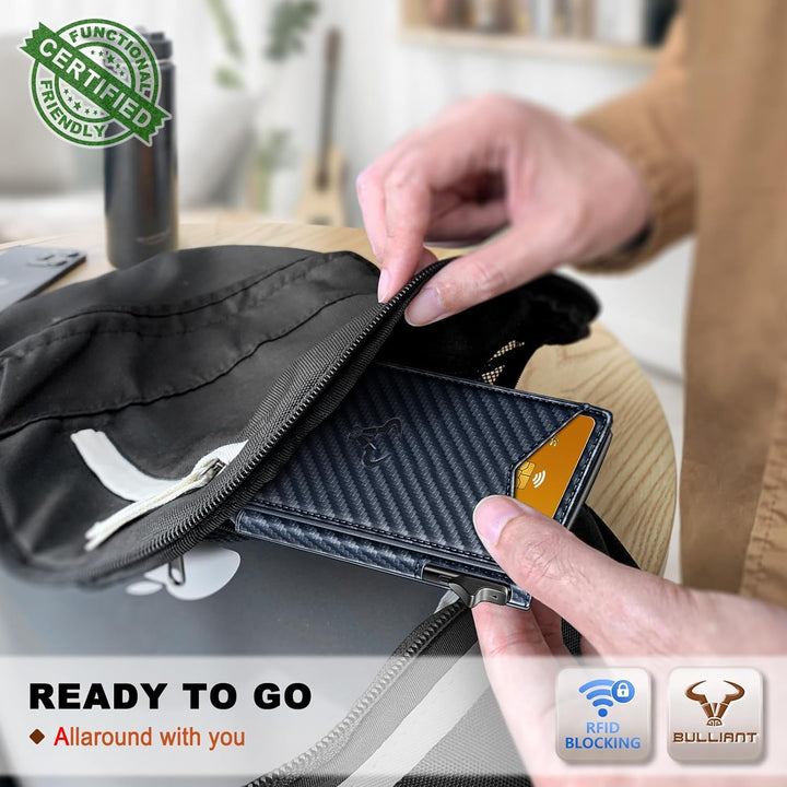 Cartera Bulliant para hombre, cartera con clip de dinero delgada pa...