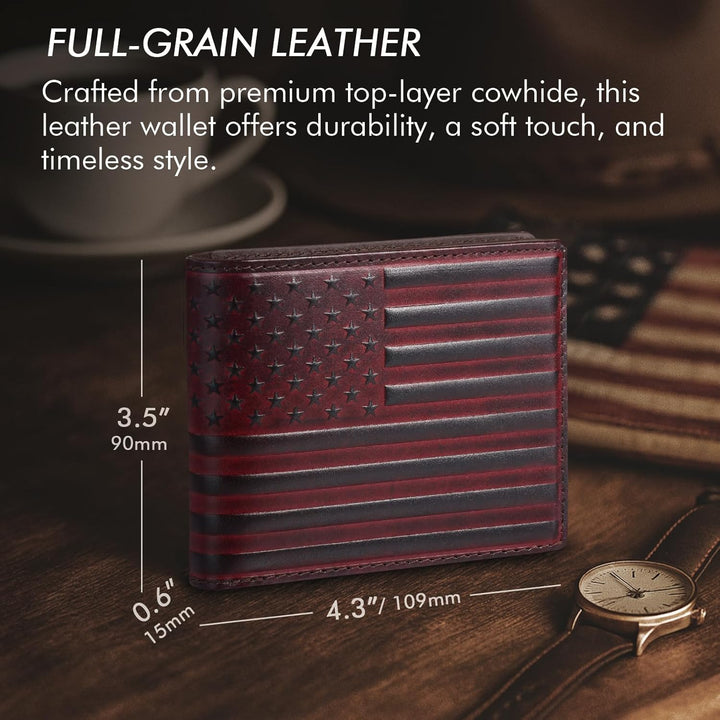Pefiam Cartera de cuero de grano superior para hombre, con bloqueo...
