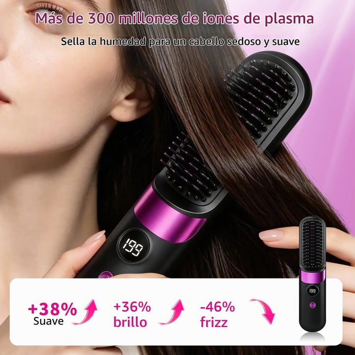 Go Brush Pro - Cepillo alisador de pelo inalámbrico, 3 en 1, cepill...