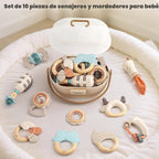 Juego de sonajeros y mordedores para bebés de 0 a 6 meses, juguetes de dentición de 3 a 6 meses, juguetes sensoriales con texturas suaves, sonidos suaves y forma de fácil agarre, regalo neutro para