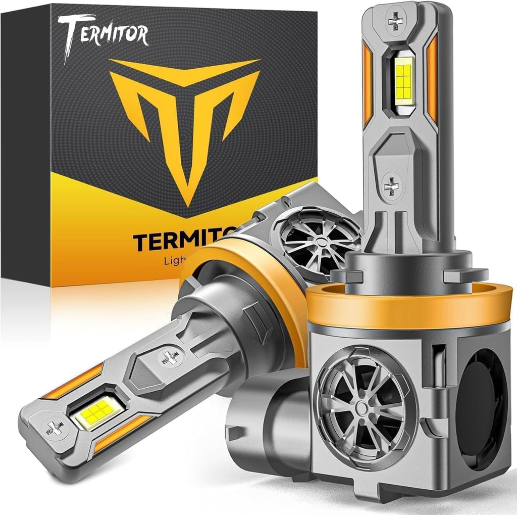 Termitor Bombillas LED H11, halógenas H9 para todoterreno, brillo de 80,000 lúmenes, luz blanca diurna 6500K, no requiere adaptador, fácil instalación, 85,000 horas + vida útil, IP68, tamaño 1:1