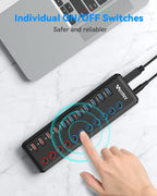 WENTER, 7401, hub USB 3.0 de 11 puertos, alimentado, adaptador 12V/3A