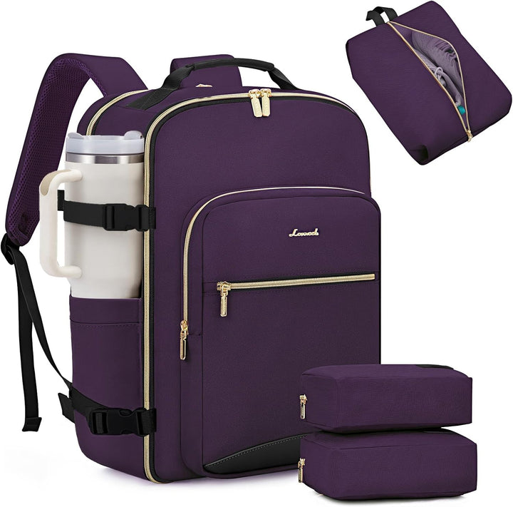 LOVEVOOK Mochila de viaje para llevar en cabina, Púrpura-negro, Moc...