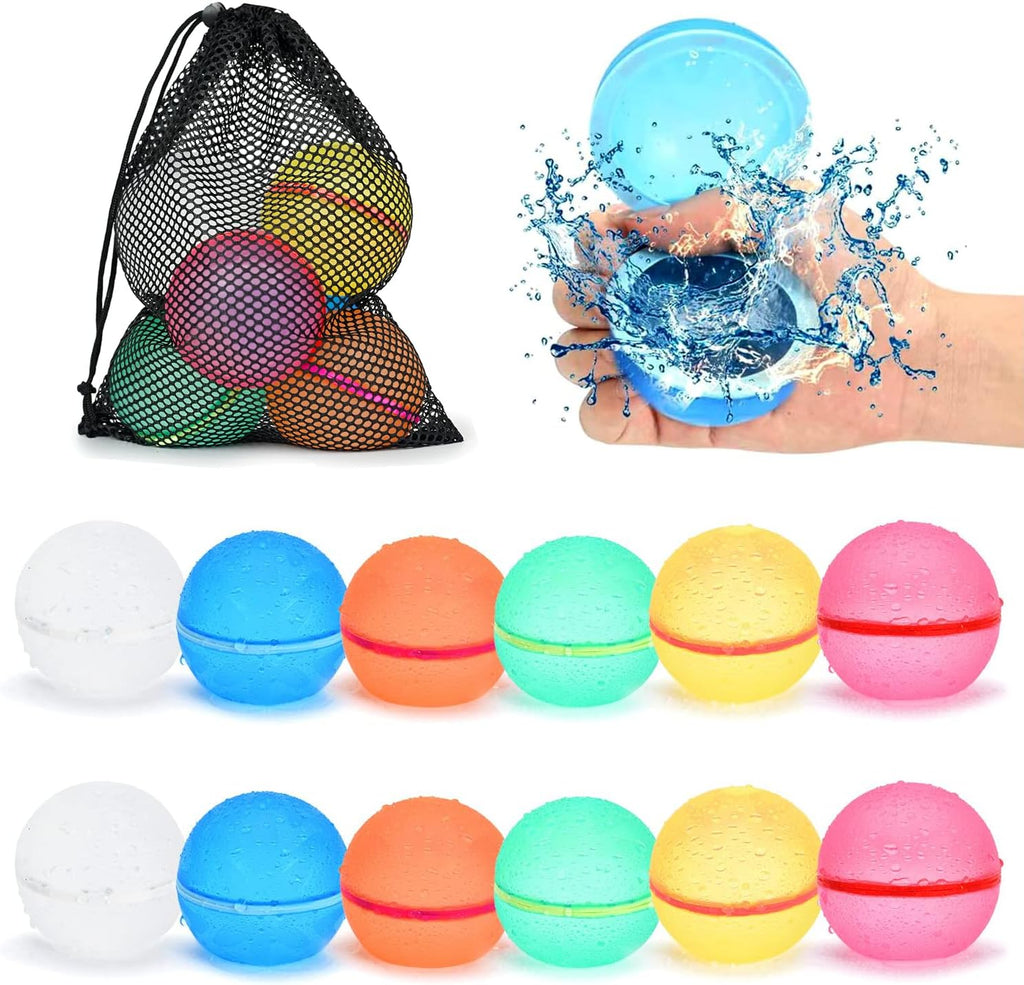 Globos de agua reutilizables, 12 piezas con bolsa de malla, autosellado