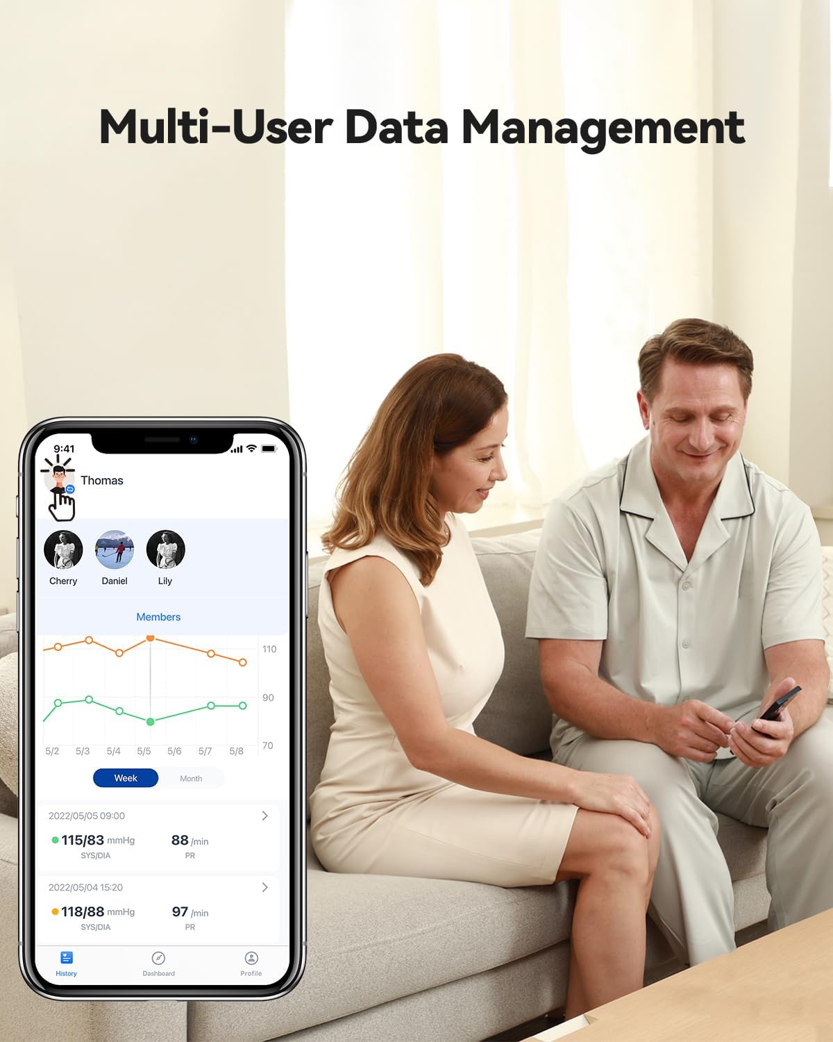 Checkme Monitor de presión arterial para uso doméstico: puño superior del brazo, máquina Bluetooth BP, lecturas precisas en 30 segundos, aplicación habilitada para iOS y Android