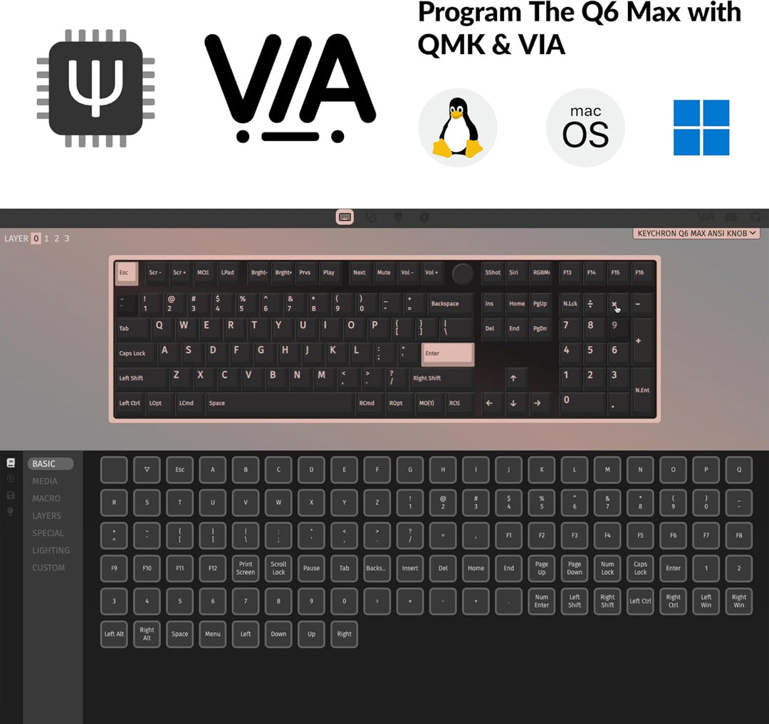 Keychron Q6 Max QMK\/VIA Bluetooth Inalámbrico \/2.4 GHz\/USB-C Tec...